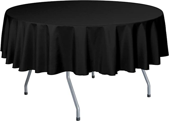 60in Round Table Linen Black
