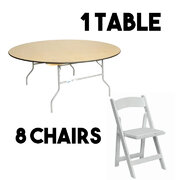 1 Round Table & 8 Resin Chairs