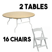 2 60in Round Table & 16 Formal Chairs