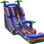 22ft Purple Crush Double Lane Water Slide w/pool