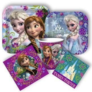 Frozen plates cups and napkins