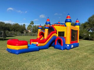 Super hero bounce house with dry slide 