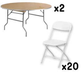 2 Round Tables + 20 Chairs