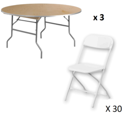3 Round Tables + 30 Chairs