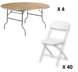 4 Round Tables + 40 Chairs