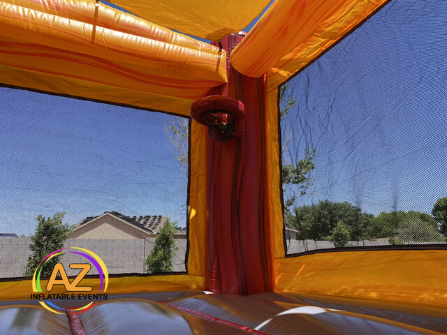 Firetruck Combo Slide Bounce House With Basketball Hoop Rental Phoenix AZ 