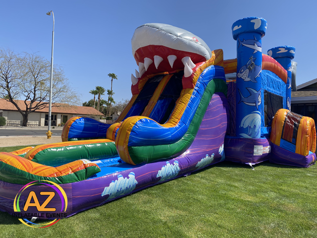 Shark Bounce House Double Lane Combo Inflatable Rental