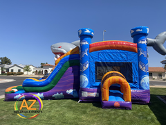 Shark Bounce House Double Water Slide Combo 