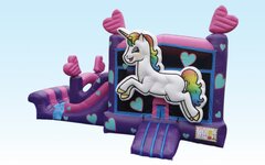  <b> <p style='color: purple'>(New!) XL Unicorn 3-in-1 Combo with Waterslide (Wet) + basketball hoop<p><b>