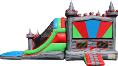 C100-Colorful Castle Combo 14ft slide (WET)