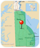 Backyard Adventure Rentals service area map covering Kent and Sussex County Delaware