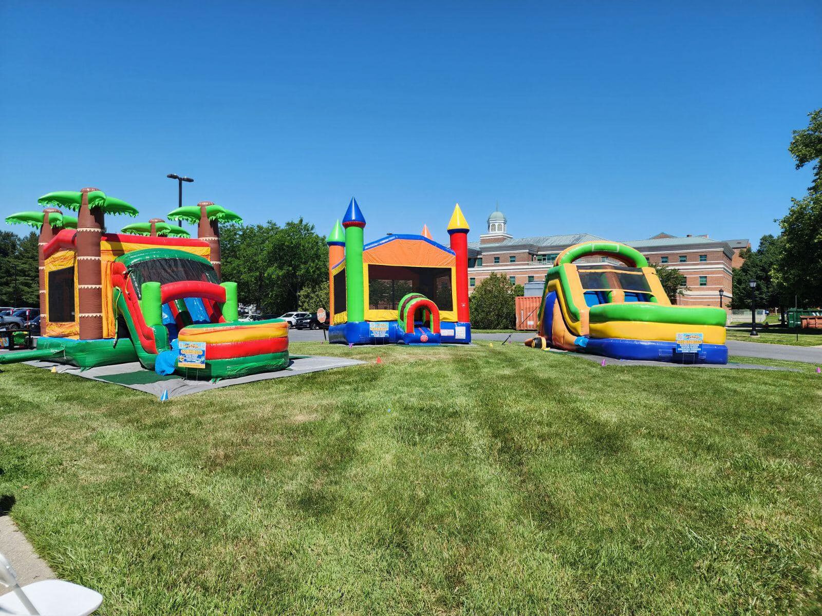 Backyard Adventure Rentals outdoor event setup with bounce houses and inflatables in Delaware