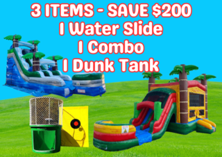 3 Item Water Package - 1 Water Slide | 1 Combo | 1 Dunk Tank
