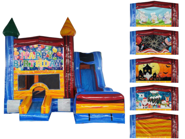 All-Season Themed Castle Combo with Slide Wet or Dry
