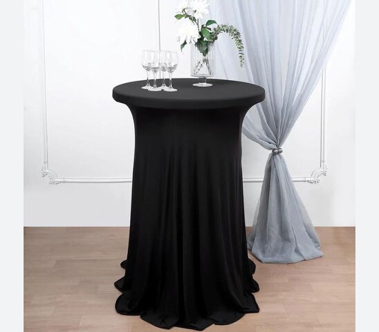 Black Round Cocktail Tablecloth
