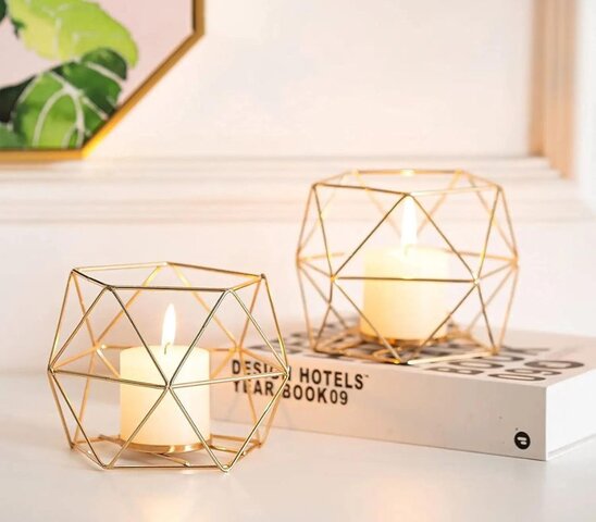 Gold Geometric Candle Holder