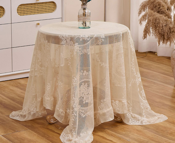 Beige Lace Table Overlay