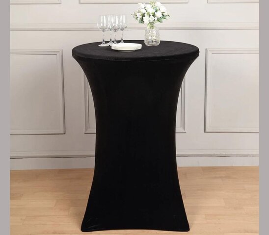 Black Velvet Fitted Cocktail Tablecloth