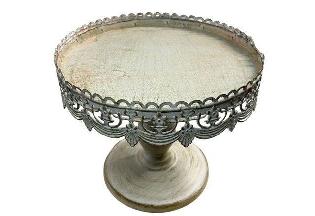 White Distressed Cake Stand