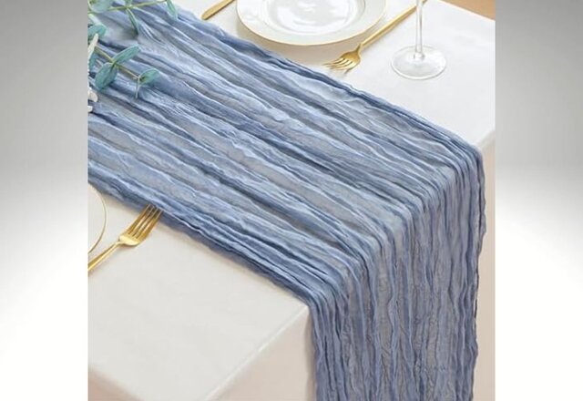 Dusty Blue Cheescloth Table Runner