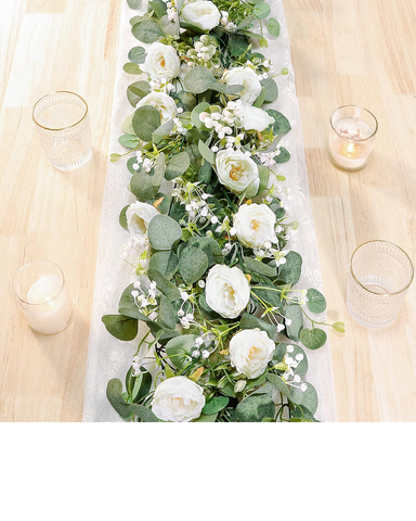Eucalyptus Flower Garland with White Roses