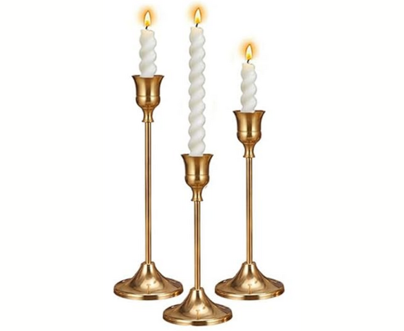 Set of 3 - Gold Candlestick Holders