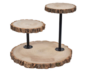 3 Tier Rustic Wood Serving Stand