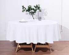 90" Round White Tablecloth