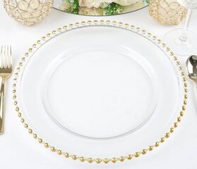12" Clear/Gold Round Charger