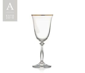 Gold Trim White Wine Glass