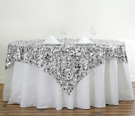 Silver Sequin Table Overlay