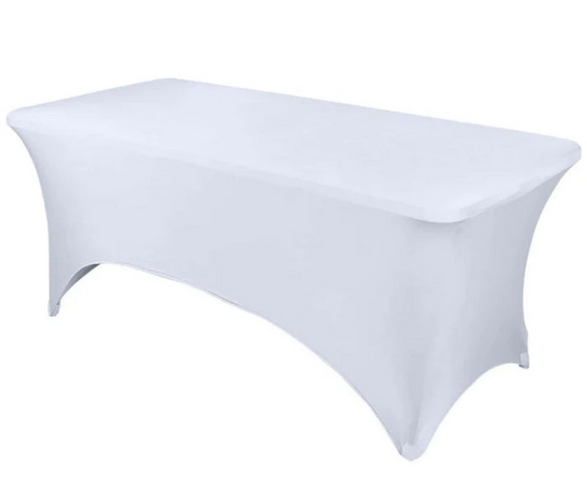 6' White Spandex Tablecloth