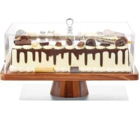 Wood Rectangle Cake Stand with Lid