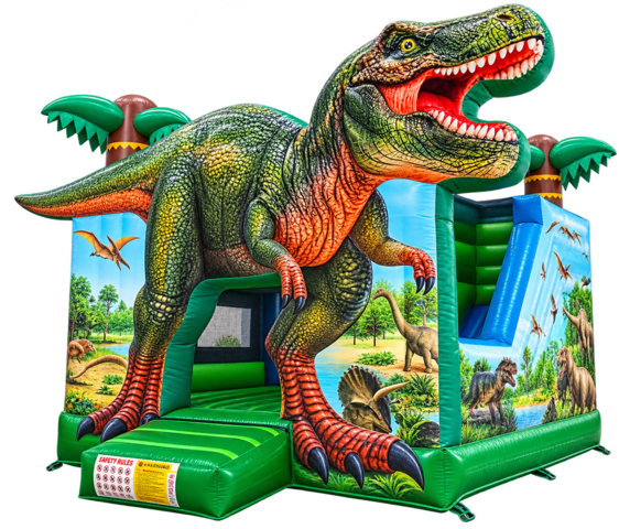 3D T-Rex Dinosaur Bounce House Combo 