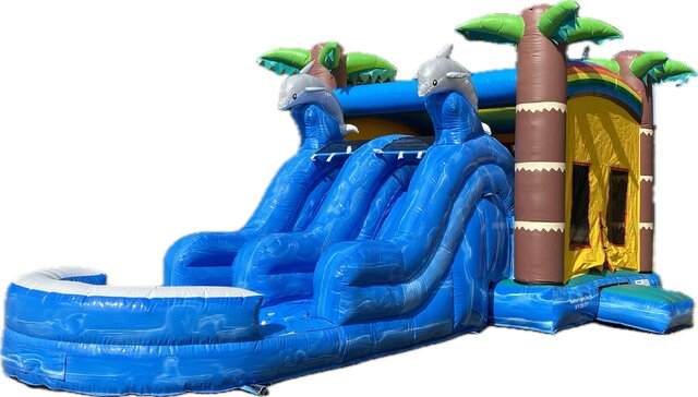 4-in-1 Tropical Dolphin / Water Slide Jumper Combo