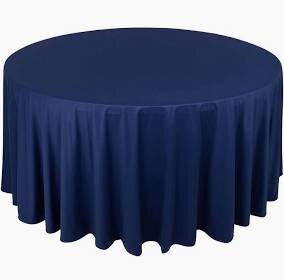 Round  Navy Blue Linens