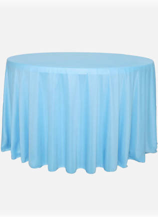 Round Baby Blue linens 