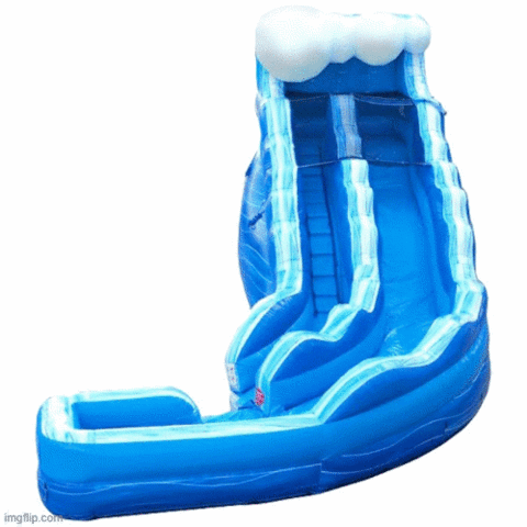 17' Blue Marble Wave Curved Inflatable Water Slide 