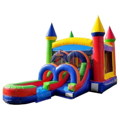 Kids Modern Rainbow Water Slide Bounce House Combo