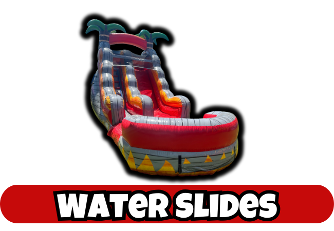 A picture of a water slide with a pool at the bottom for birthday parties.