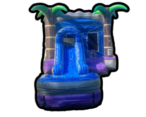 Bounce House with a Slide Tropical Theme 