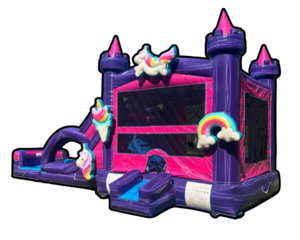 Bounce House with a Slide Tropical Theme 