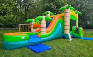 XL Tropical Water Slide Bounce House Combo (Wet/Dry)