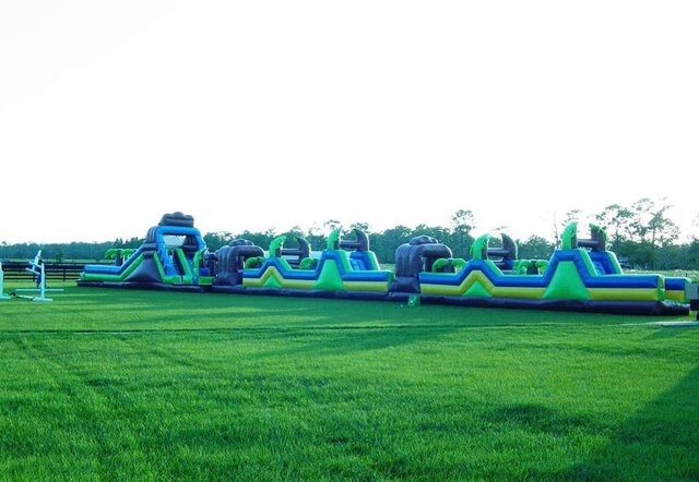 135' obstacle with dual lane water slide 