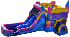 Pink and Purple Bounce house with double slide and pool 