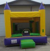 Green and Yellow 15 x 15 Bounce House w/ basketball hoop 