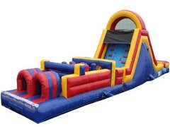 60 foot 2 piece obstacle course with dual lane slide