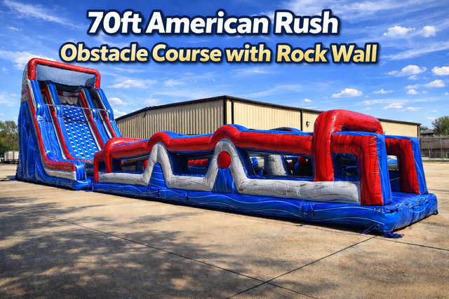 70ft American Rush Obstacle Course with Rock Wall
