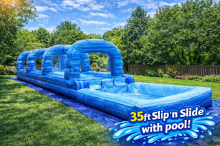 35ft Dual lane Slip n Slide with Pool