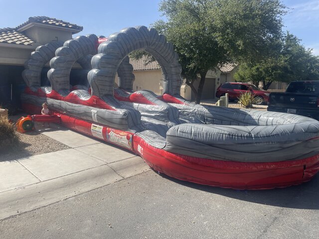 37’ dual lane slip-n-slide and pool